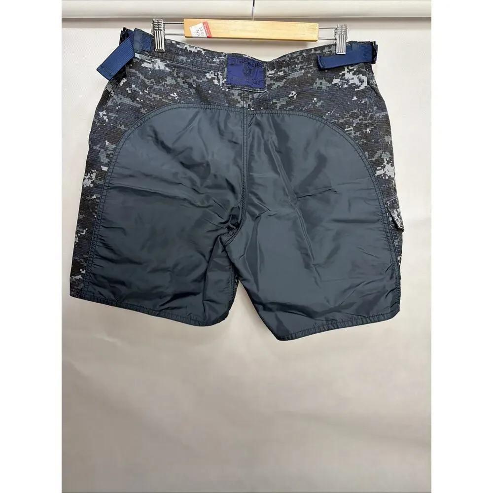 Birdwell Beach Britches Digital Camo Cargo Utility Shorts Size L Blue